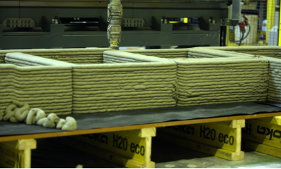 Printing of the bridges in the 3D concrete printing factory in Eindhoven